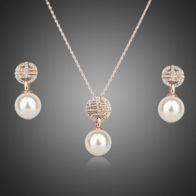 Souprava náhrdelníku a náušnic s perlou Masselin Rose