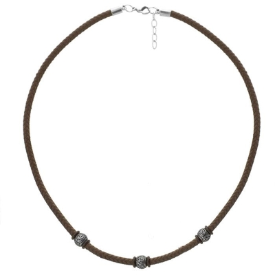 Pánský ocelový náhrdelník Serginio, chirurgická ocel a bavlněná šňůrka