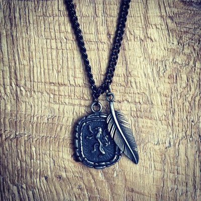 Pánský ocelový náhrdelník Edward, chirurgická ocel, medailon lev