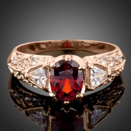 Prsten Swarovski Elements Alunni - pozlacen růžovým zlatem, zásnubní