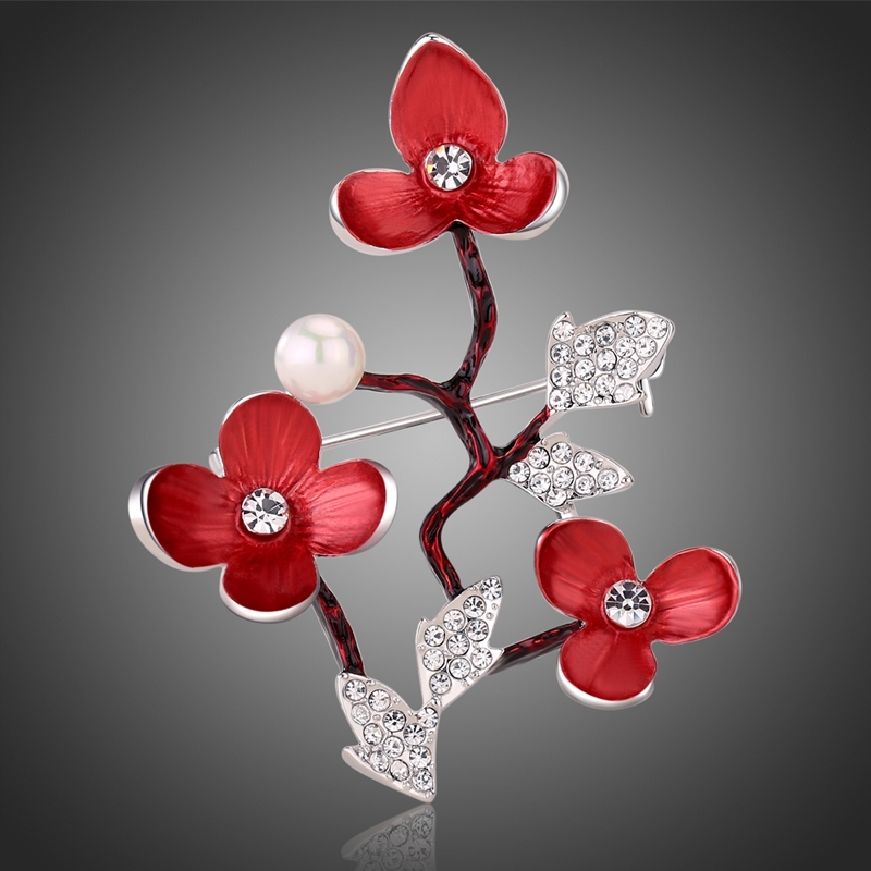 Brož Swarovski Elements Anabell - švestkové květy
