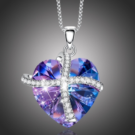Exkluzivní náhrdelník Swarovski Elements Francesca Violet - srdíčko