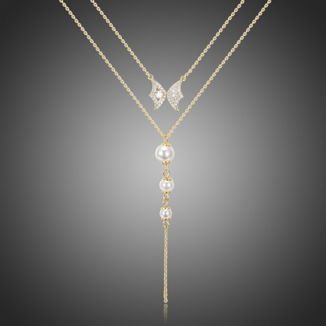 Dvojitý náhrdelník s perlou a zirkony Marchioni