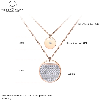 Dvojitý ocelový náhrdelník Acciai - chirurgická ocel