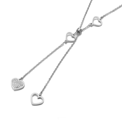 Ocelový náhrdelník se zirkony Elgio - chirurgická ocel, srdíčko