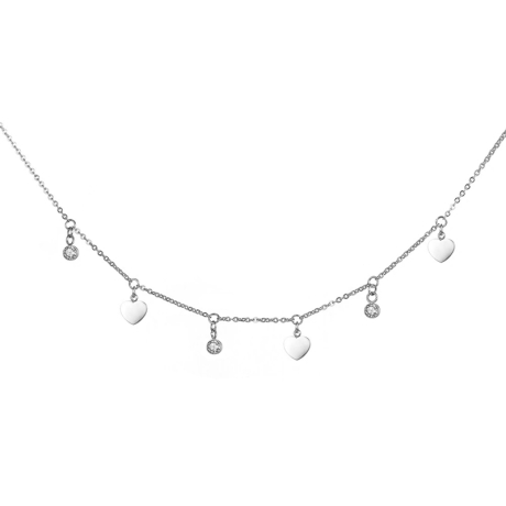 Ocelový náhrdelník se zirkony Murarito - chirurgická ocel, srdíčko