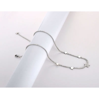 Ocelový choker náhrdelník se zirkony Patricia - chirurgická ocel, hvězdy