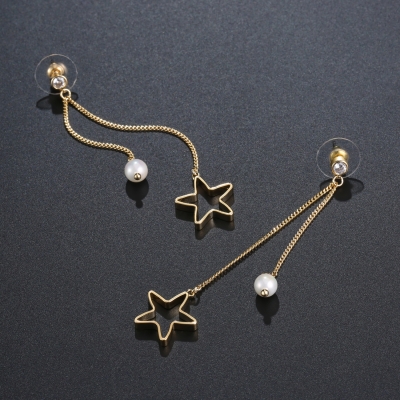 Náušnice s perlou a zirkony Candelaria - hvězda