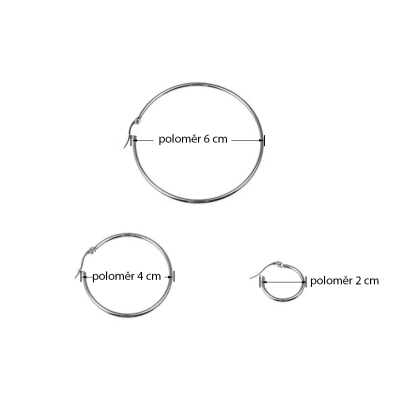 Ocelové náušnice Noema - kruhy, chirurgická ocel, průměr 6 cm a 4 cm