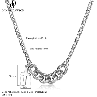 Ocelový náhrdelník Sebastian - chirurgická ocel, kříž