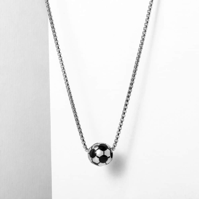 Ocelový náhrdelník fotbalový míč - chirugická ocel