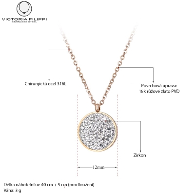 Ocelový náhrdelník se zirkony Melissa Gold - chirurgická ocel