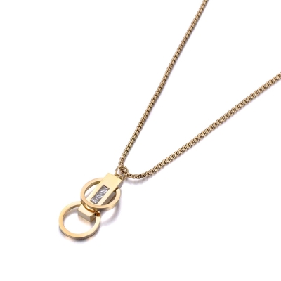 Ocelový náhrdelník se zirkony Juliana Gold - chirurgická ocel