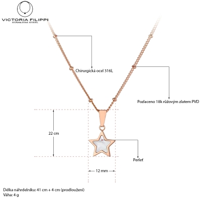 Ocelový náhrdelník Elí - chirurgická ocel, hvězda