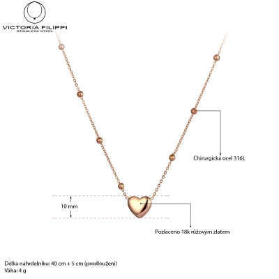 Ocelový náhrdelník Alejandra Gold - chirurgická ocel, srdce