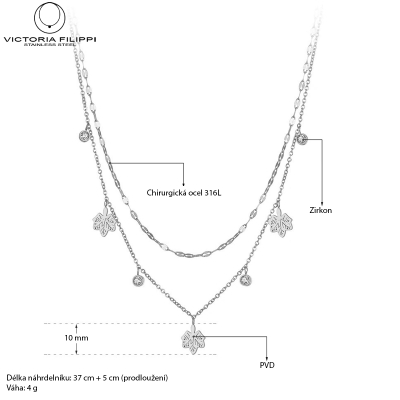 Ocelový náhrdelník Mia - chirurgická ocel, zirkon