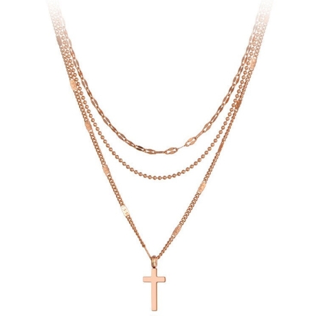 Trojitý ocelový náhrdelník Jenny - chirurgická ocel, kříž
