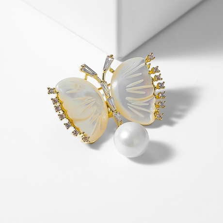 Brož s perlou Luren - motýl