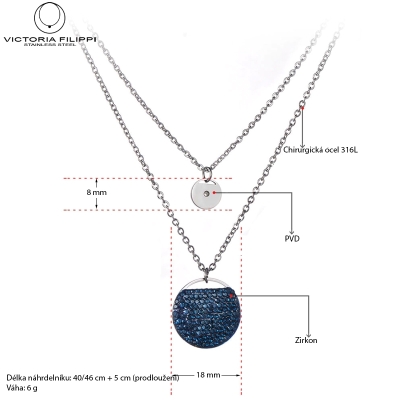 Ocelový náhrdelník se zirkony Jodie - chirurgická ocel