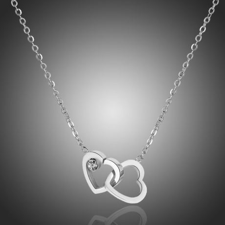 Ocelový náhrdelník se zirkonem Proplétaná srdce - chirurgická ocel
