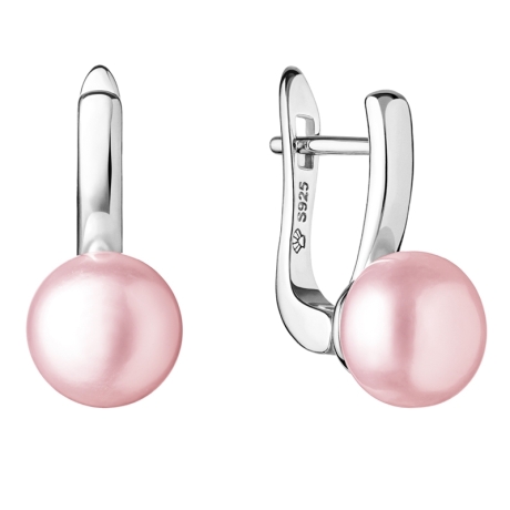 Stříbrné náušnice s růžovou řiční perlou Georgia | Gaura Pearls