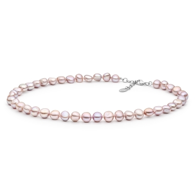 Perlový náhrdelník Hayley - levandulová sladkovodní perla, ocel
