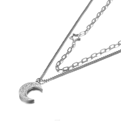 Ocelový náhrdelník Anna - chirurgická ocel, půlměsíc, hvězda