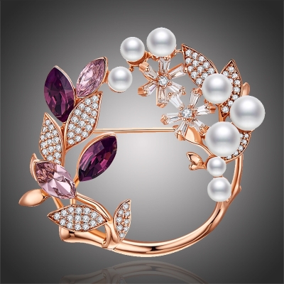 Luxusní perlová brož Swarovski Elements Odette