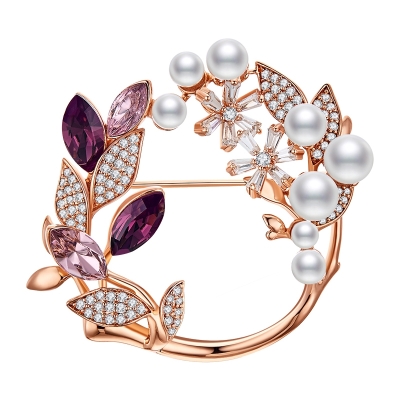 Luxusní perlová brož Swarovski Elements Odette