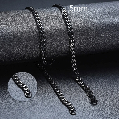 Pánský ocelový náhrdelník Erich Black, 5 mm řetízek - chirurgická ocel
