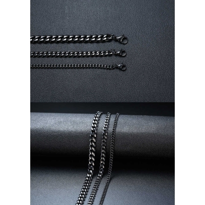 Pánský ocelový náhrdelník Erich Black,  7 mm řetízek - chirurgická ocel