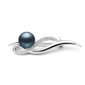 Stříbrná brož s řiční perlou a zirkony Stephanie, stříbro 925/1000