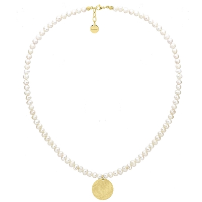 Perlový náhrdelník Barbara Gold - chirurgická ocel, sladkovodní perla