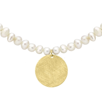 Perlový náhrdelník Barbara Gold - chirurgická ocel, sladkovodní perla