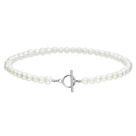 Perlový choker náhrdelník Blanca - chirurgická ocel, sladkovodní perla