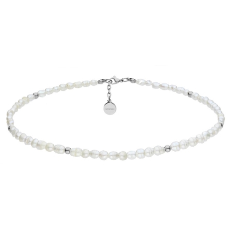 Perlový choker náhrdelník Zarina - chirurgická ocel, sladkovodní perla