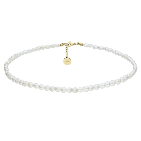 Perlový choker náhrdelník Emilie Gold - chirurgická ocel, sladkovodní perla