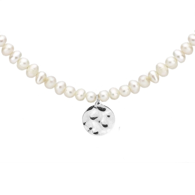 Perlový choker náhrdelník Bibiana - chirurgická ocel, perla