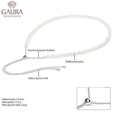 Perlový náhrdelník Juliena - sladkovodní perla, stříbro 925/1000