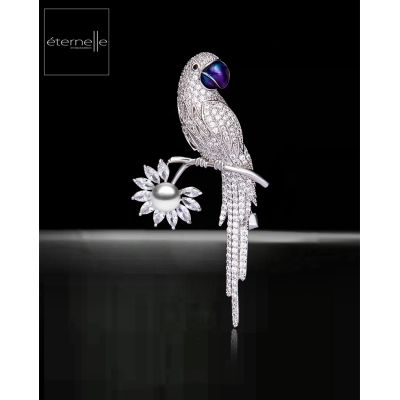 Exkluzivní brož se zirkony Guadalupe - papoušek