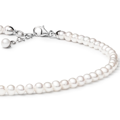 Perlový náhrdelník Rosie 5-6 mm řiční bílá perla, stříbro 925/1000