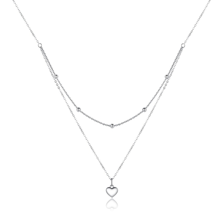 Dvojitý stříbrný náhrdelník Isabelle - stříbro 925/1000, srdce