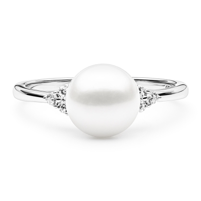 Stříbrný prsten s bílou 8-8.5 mm perlou Liana, stříbro 925/1000
