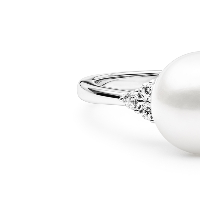 Stříbrný prsten s bílou 8-8.5 mm perlou Liana, stříbro 925/1000