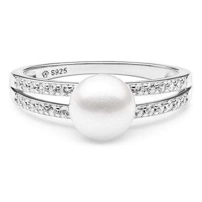 Stříbrný prsten s bílou 7-7,5 mm perlou Sonia, stříbro 925/1000