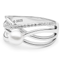 Stříbrný prsten s bílou 5-5,5 mm perlou Bety, stříbro 925/1000