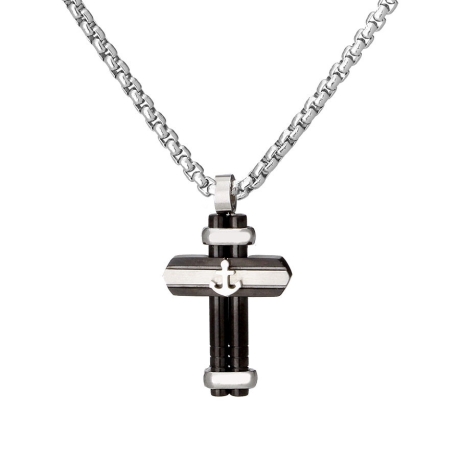 Pánský ocelový náhrdelník Dino - chirurgická ocel, kříž