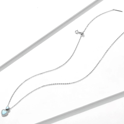 Stříbrný náhrdelník s modrým opálem Lidia - stříbro 925/1000, srdce