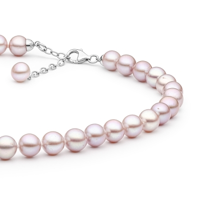 Perlový náhrdelník Natasha - levandulová řiční perla, stříbro 925/1000