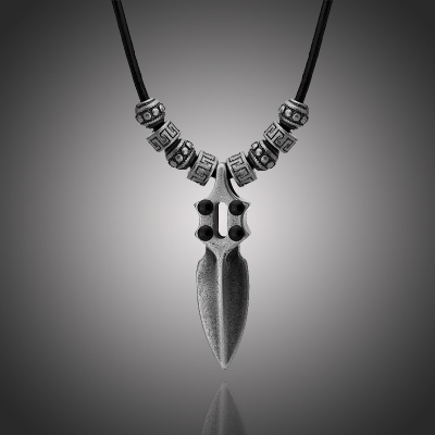 Pánský ocelový náhrdelník Apaccio, přírodní kůže a chirurgická ocel